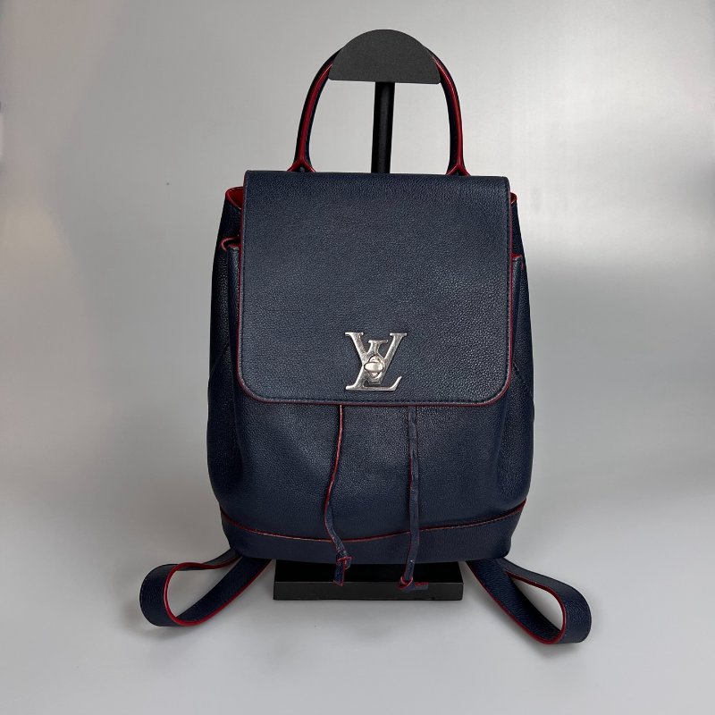 LV M43879 海軍藍拚紅LOCKME後背包-0