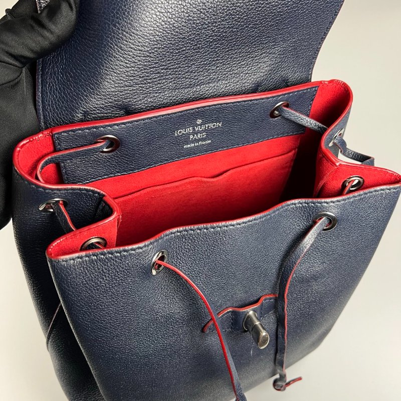 LV M43879 海軍藍拚紅LOCKME後背包-5