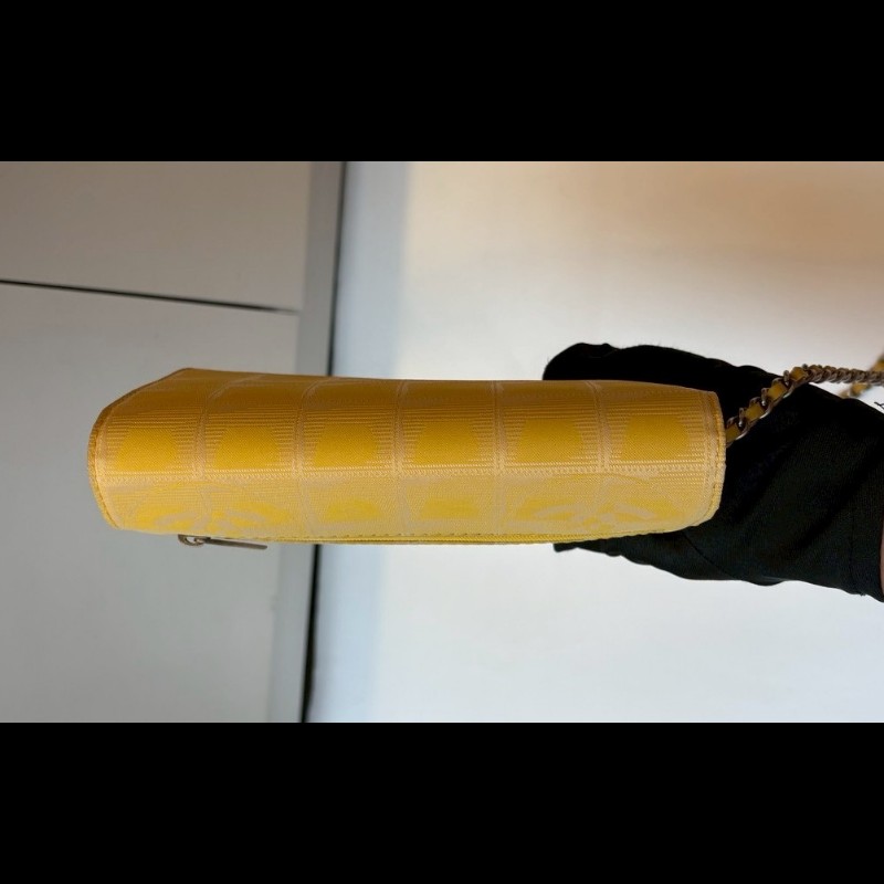 Chanel 銀鍊黃緹花布WOC new travel 系列-15