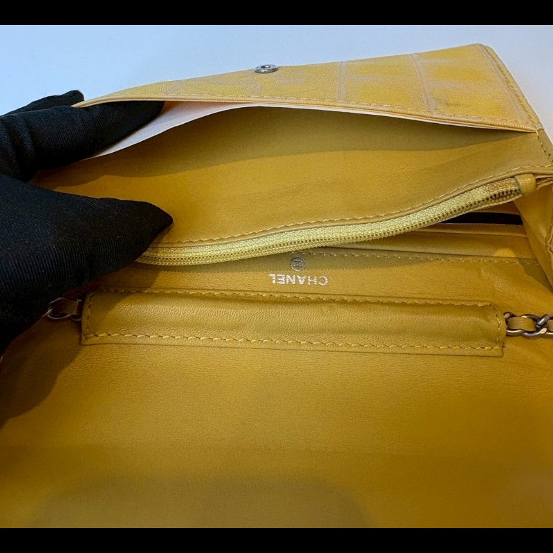 Chanel 銀鍊黃緹花布WOC new travel 系列-20