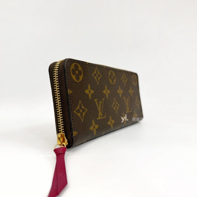 ❣LV 原花Clemence金釦內紫紅8卡拉鏈長夾-2