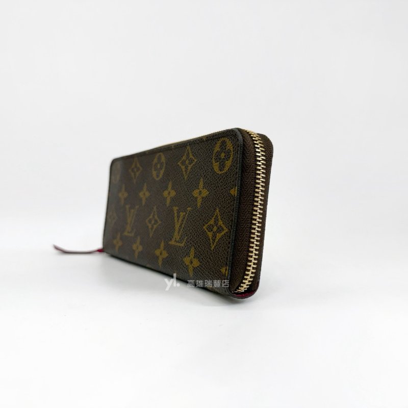 ❣LV 原花Clemence金釦內紫紅8卡拉鏈長夾-3