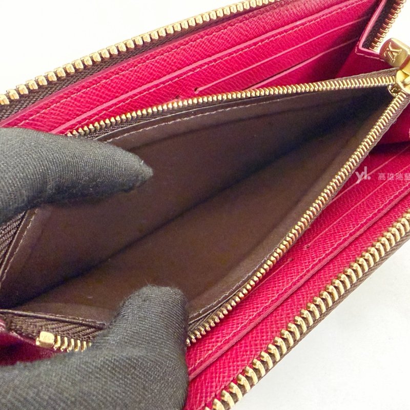 ❣LV 原花Clemence金釦內紫紅8卡拉鏈長夾-9