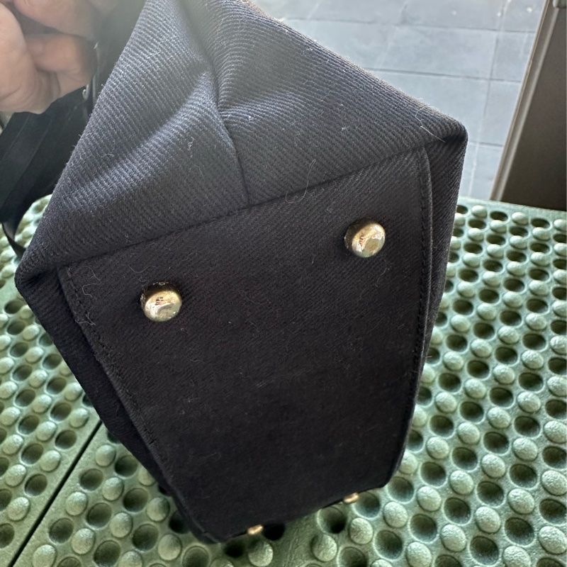 YSL SAINT LAURENT 帆布手提肩背包 黑銀-3