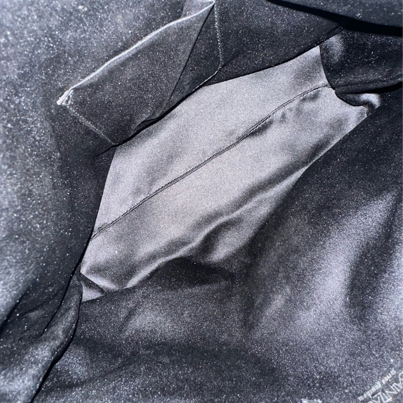 YSL SAINT LAURENT 帆布手提肩背包 黑銀-4