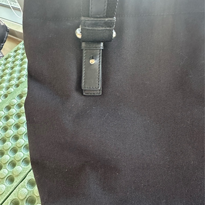 YSL SAINT LAURENT 帆布手提肩背包 黑銀-9