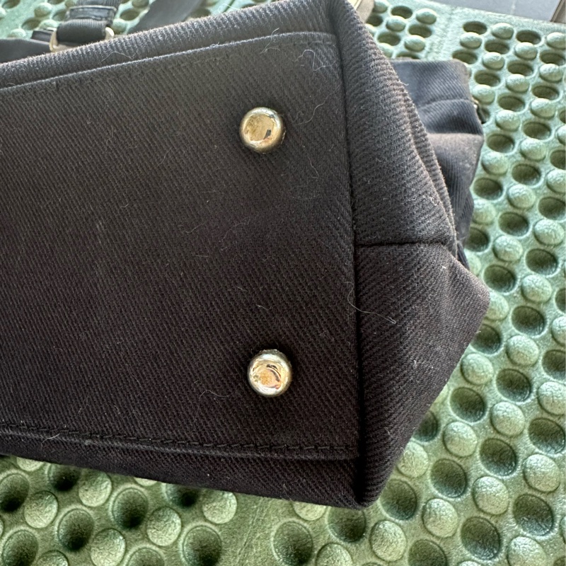 YSL SAINT LAURENT 帆布手提肩背包 黑銀-11