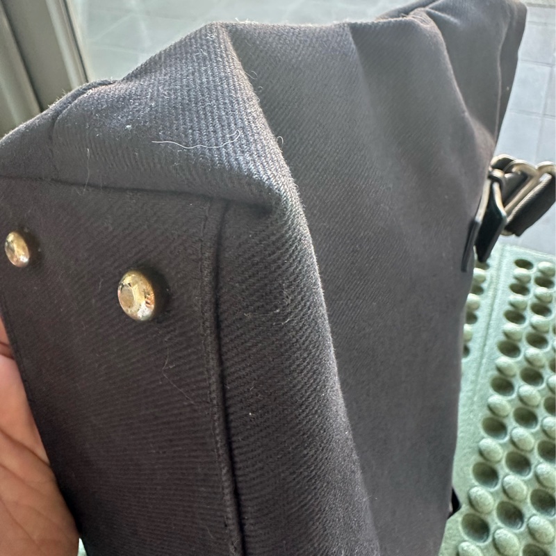 YSL SAINT LAURENT 帆布手提肩背包 黑銀-13