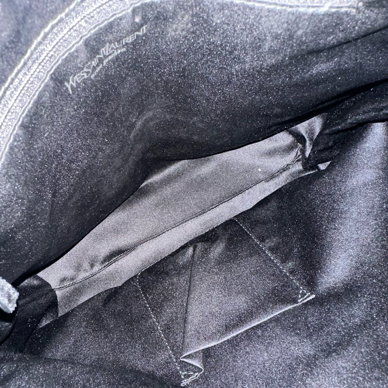 YSL SAINT LAURENT 帆布手提肩背包 黑銀-15