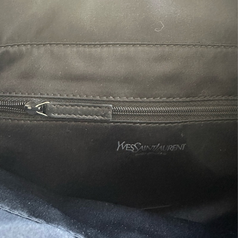 YSL SAINT LAURENT 帆布手提肩背包 黑銀-20