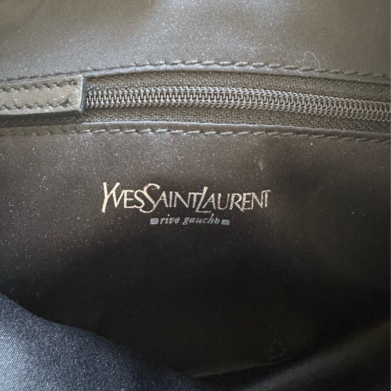 YSL SAINT LAURENT 帆布手提肩背包 黑銀-23