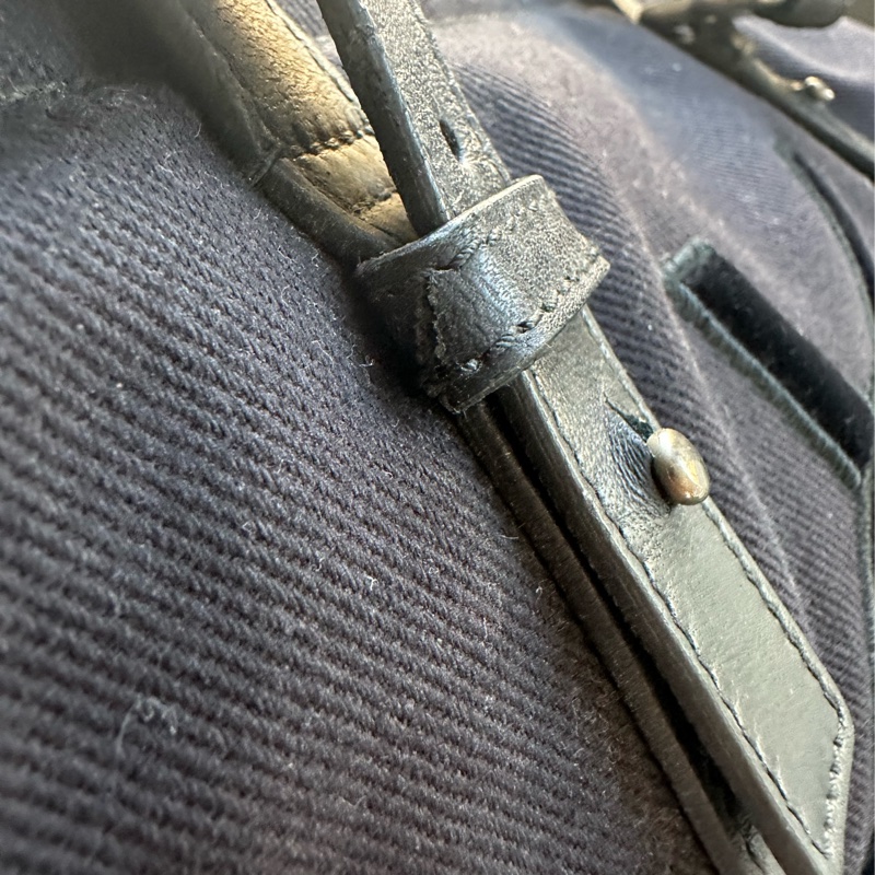 YSL SAINT LAURENT 帆布手提肩背包 黑銀-25