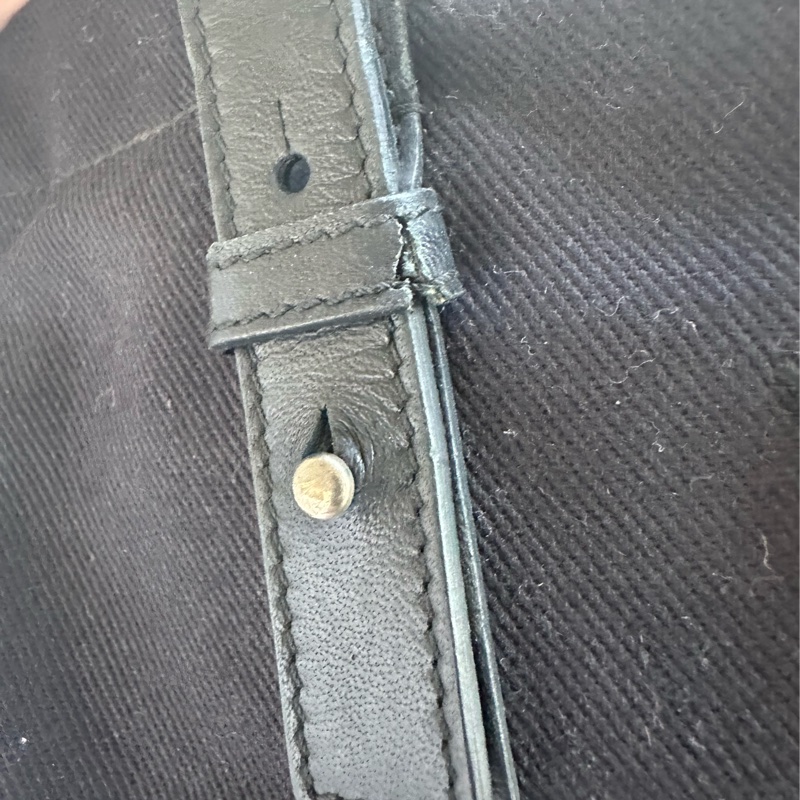 YSL SAINT LAURENT 帆布手提肩背包 黑銀-26