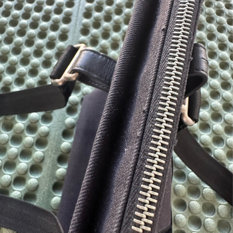 YSL SAINT LAURENT 帆布手提肩背包 黑銀-28