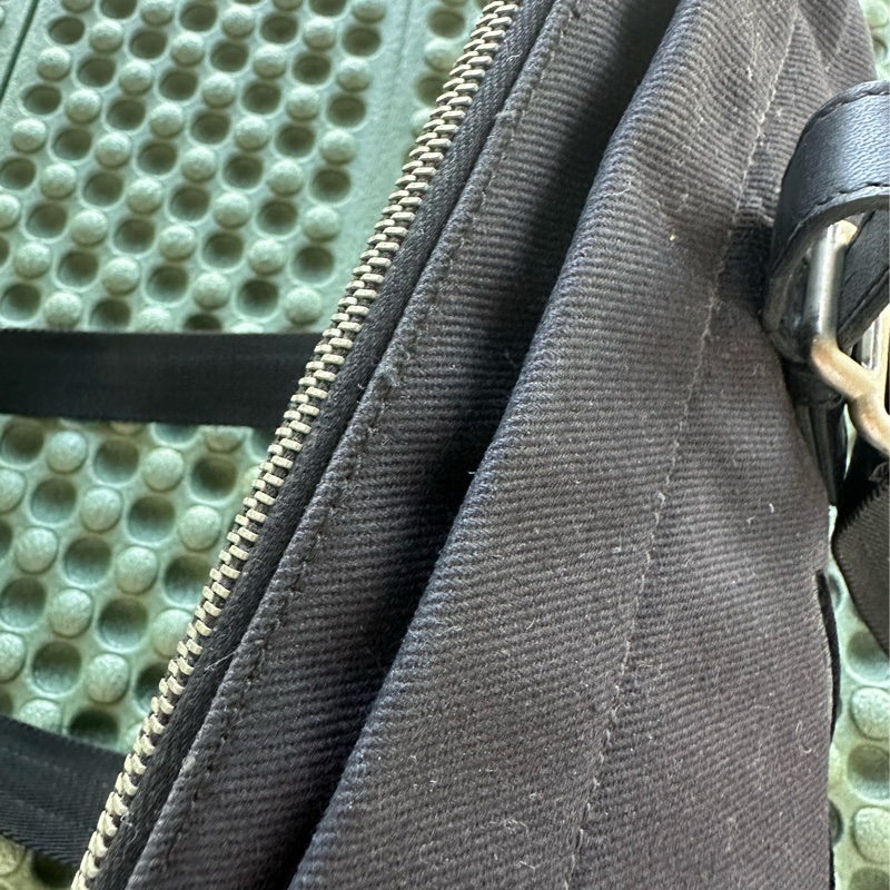 YSL SAINT LAURENT 帆布手提肩背包 黑銀-29