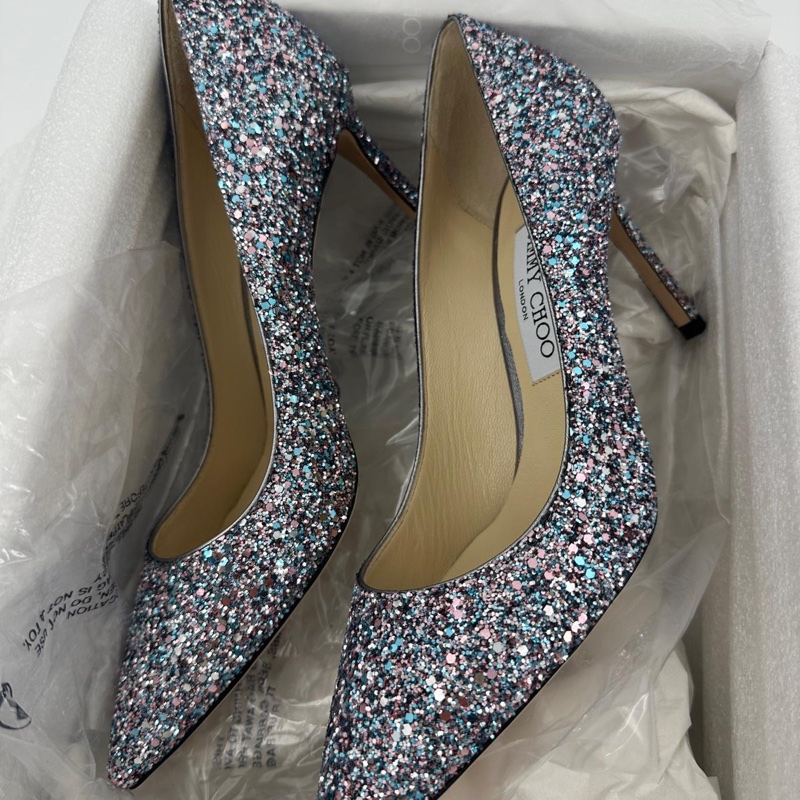 Jimmy Choo Romy Light Blue Multicolour Glitter Pumps Size 38.5-3