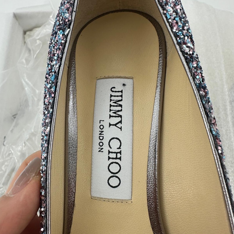 Jimmy Choo Romy Light Blue Multicolour Glitter Pumps Size 38.5-14