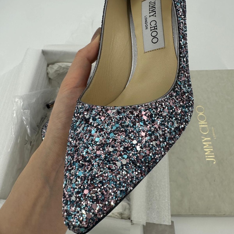 Jimmy Choo Romy Light Blue Multicolour Glitter Pumps Size 38.5-17