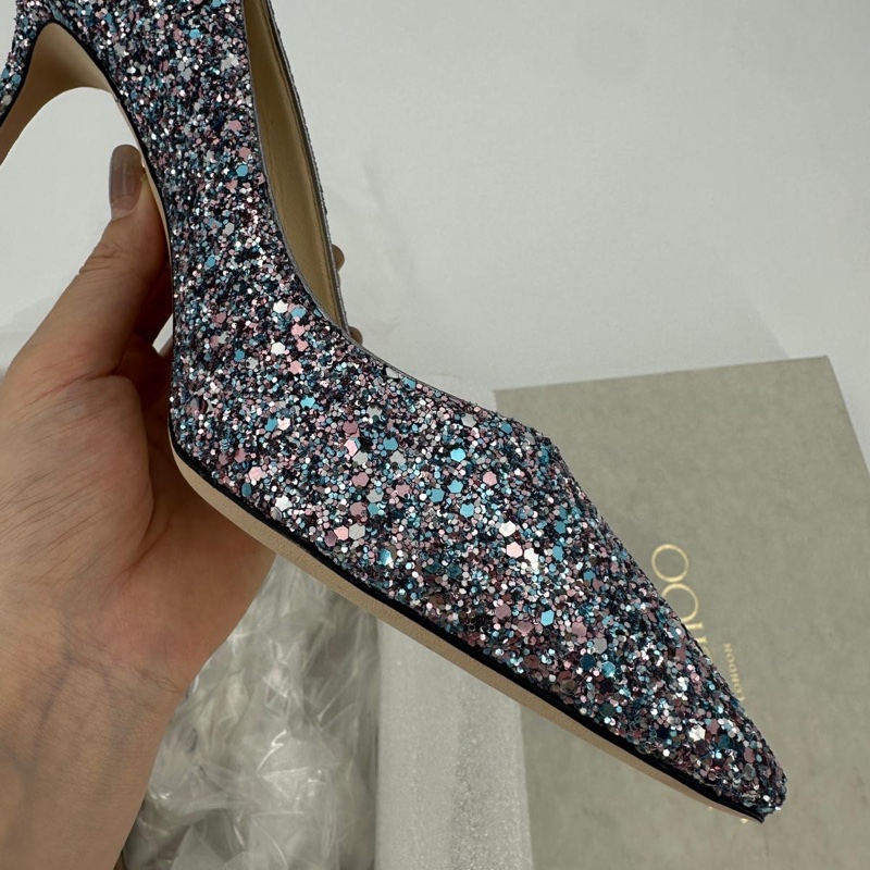 Jimmy Choo Romy Light Blue Multicolour Glitter Pumps Size 38.5-19