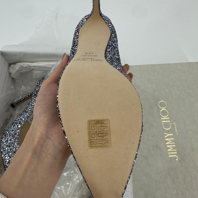Jimmy Choo Romy Light Blue Multicolour Glitter Pumps Size 38.5-21