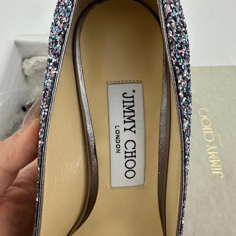 Jimmy Choo Romy Light Blue Multicolour Glitter Pumps Size 38.5-22