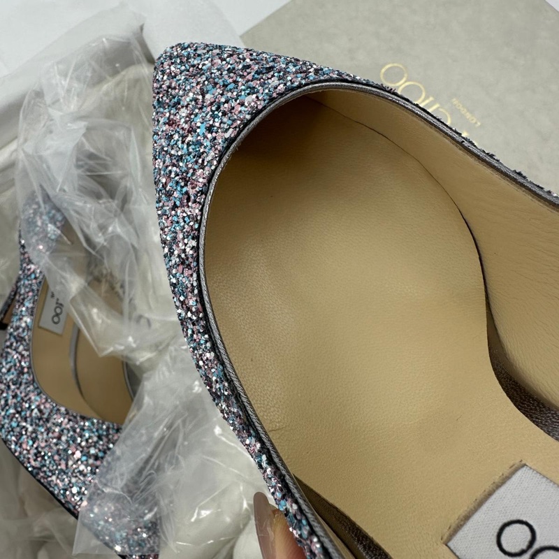 Jimmy Choo Romy Light Blue Multicolour Glitter Pumps Size 38.5-23