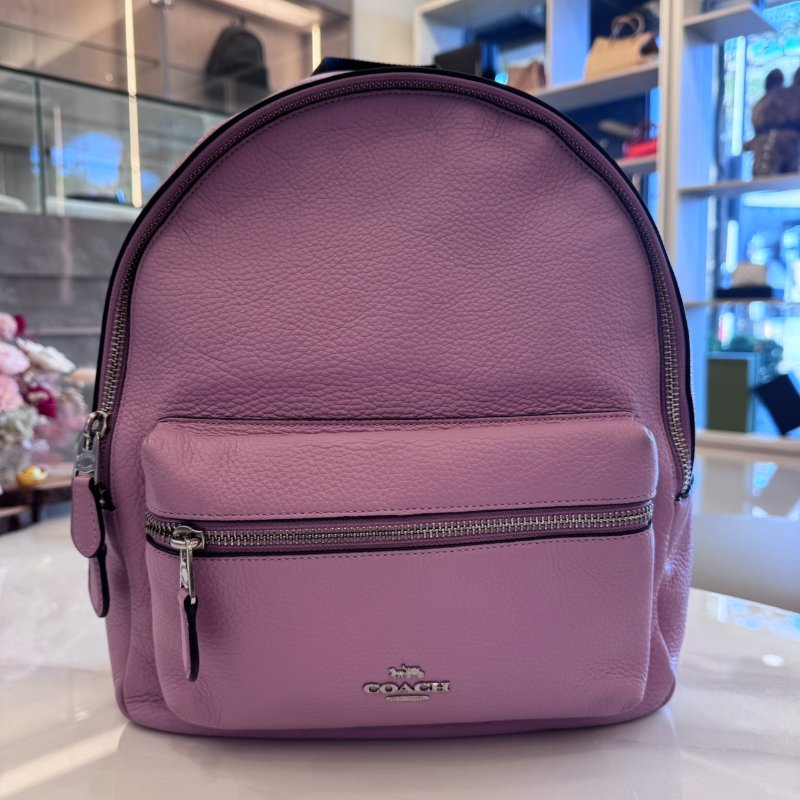 *SHIHNA名牌精品* Coach Charlie 粉色荔枝紋皮後背包-0