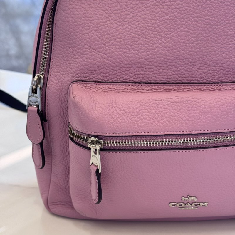 *SHIHNA名牌精品* Coach Charlie 粉色荔枝紋皮後背包-1