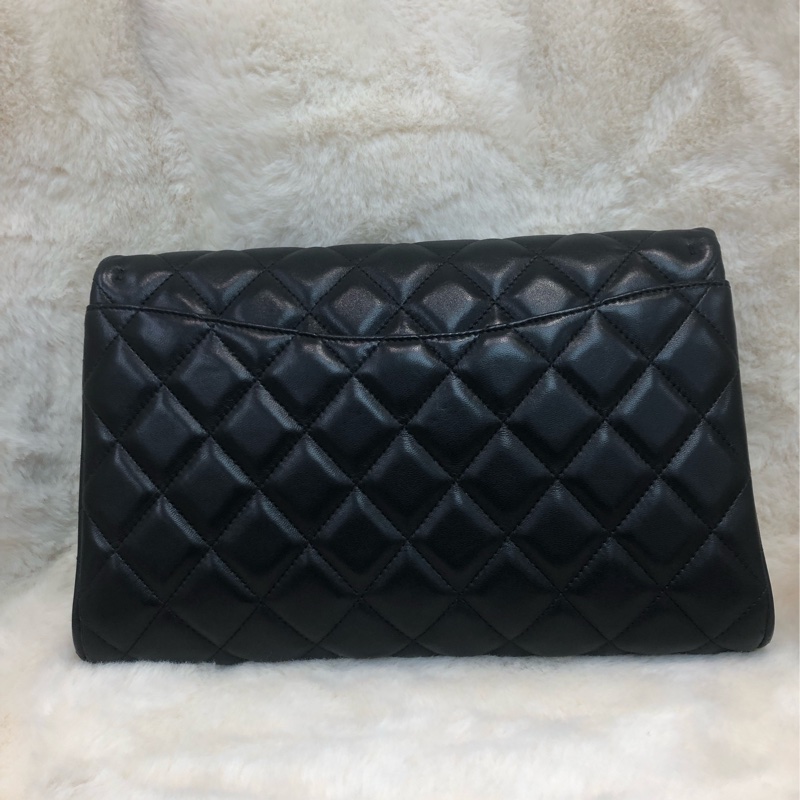 Chanel 黑色羊皮鏈條 銀扣 Hobo XB927-1