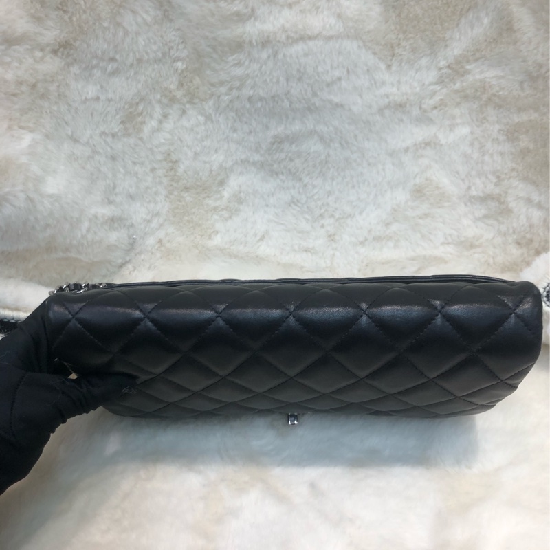 Chanel 黑色羊皮鏈條 銀扣 Hobo XB927-5
