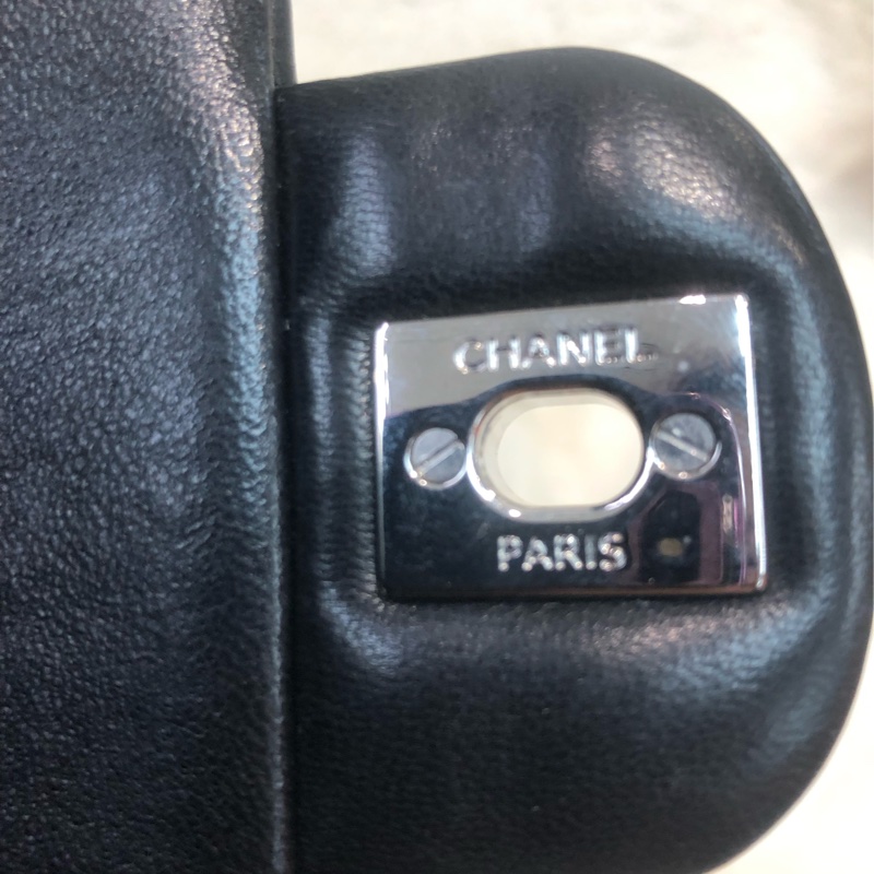 Chanel 黑色羊皮鏈條 銀扣 Hobo XB927-8