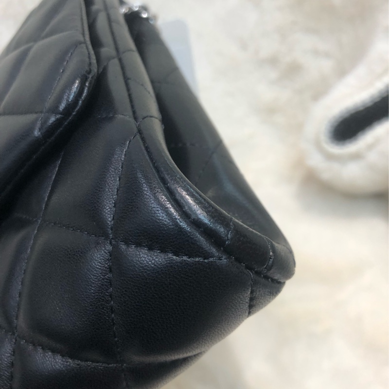Chanel 黑色羊皮鏈條 銀扣 Hobo XB927-11