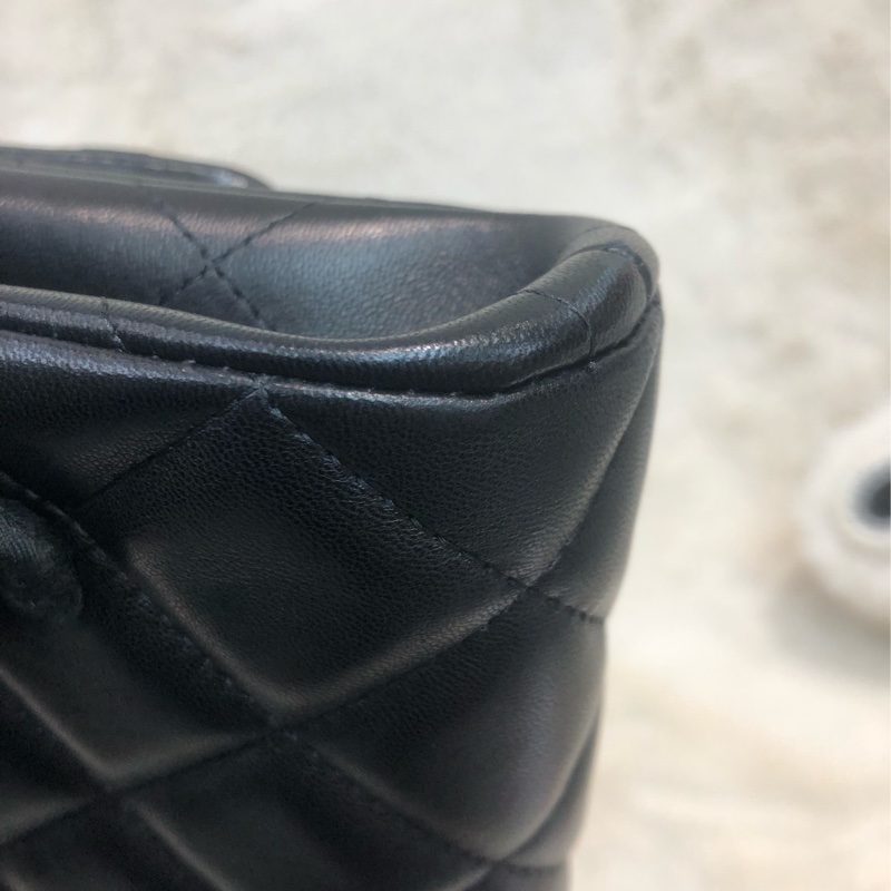 Chanel 黑色羊皮鏈條 銀扣 Hobo XB927-12
