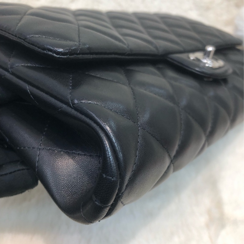 Chanel 黑色羊皮鏈條 銀扣 Hobo XB927-13