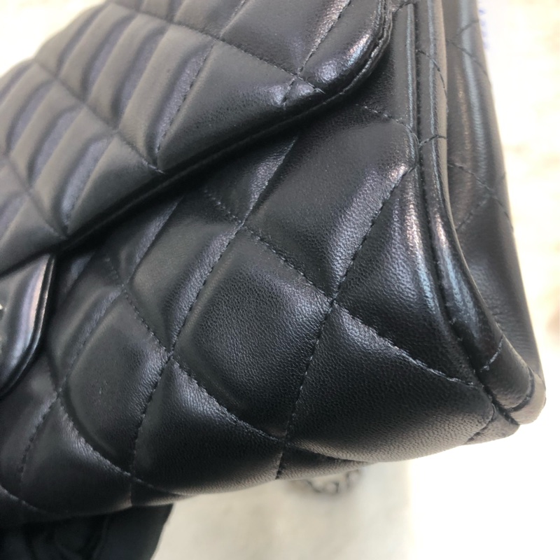 Chanel 黑色羊皮鏈條 銀扣 Hobo XB927-14