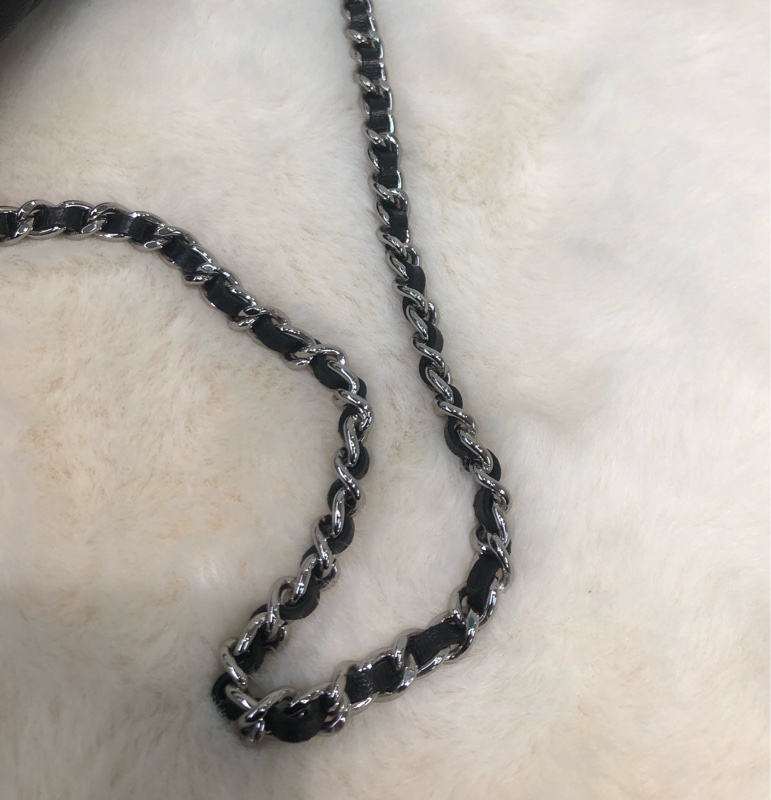 Chanel 黑色羊皮鏈條 銀扣 Hobo XB927-15