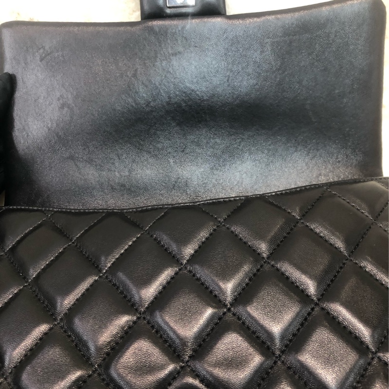 Chanel 黑色羊皮鏈條 銀扣 Hobo XB927-9