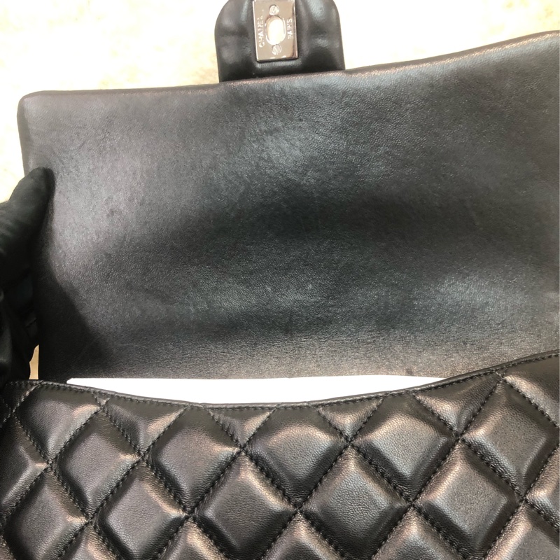 Chanel 黑色羊皮鏈條 銀扣 Hobo XB927-10