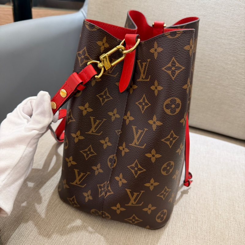 LV NeoNoe MM 老花紅水桶包-5