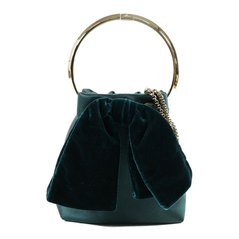 JIMMY CHOO Velvet/Satin Bon Bon Mini Bag金扣手挽肩背兩用袋