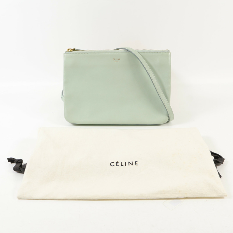 CELINE 羊皮皮革Trio Small金扣肩背袋-17