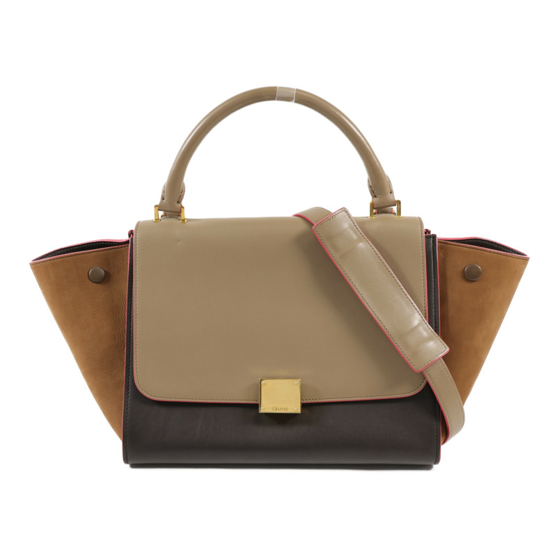 CELINE 牛皮皮革Trapeze金扣手挽肩背兩用袋-0