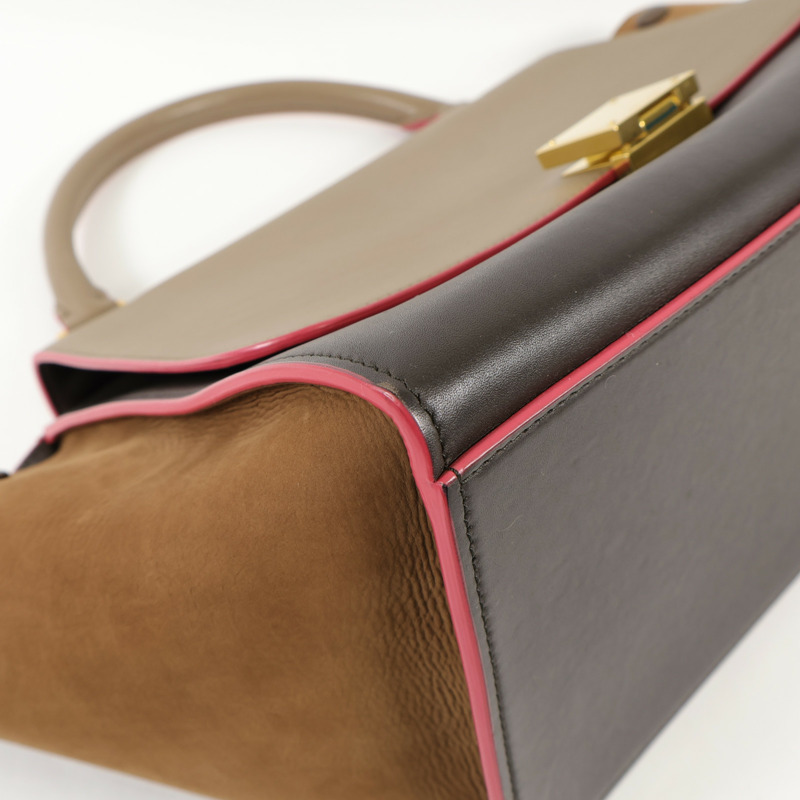 CELINE 牛皮皮革Trapeze金扣手挽肩背兩用袋-4