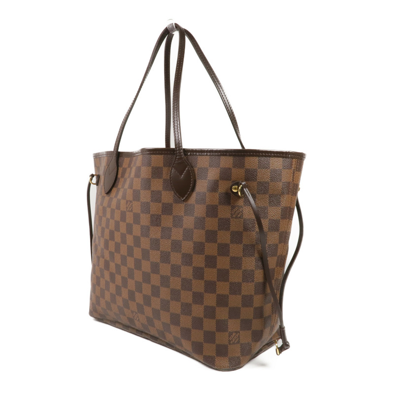 LOUIS VUITTON Damier Neverfull MM金扣肩背袋/手挽袋-3