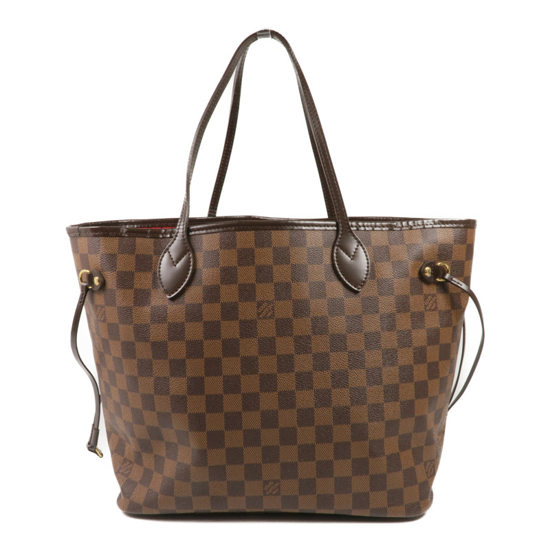 LOUIS VUITTON Damier Neverfull MM金扣肩背袋/手挽袋-4