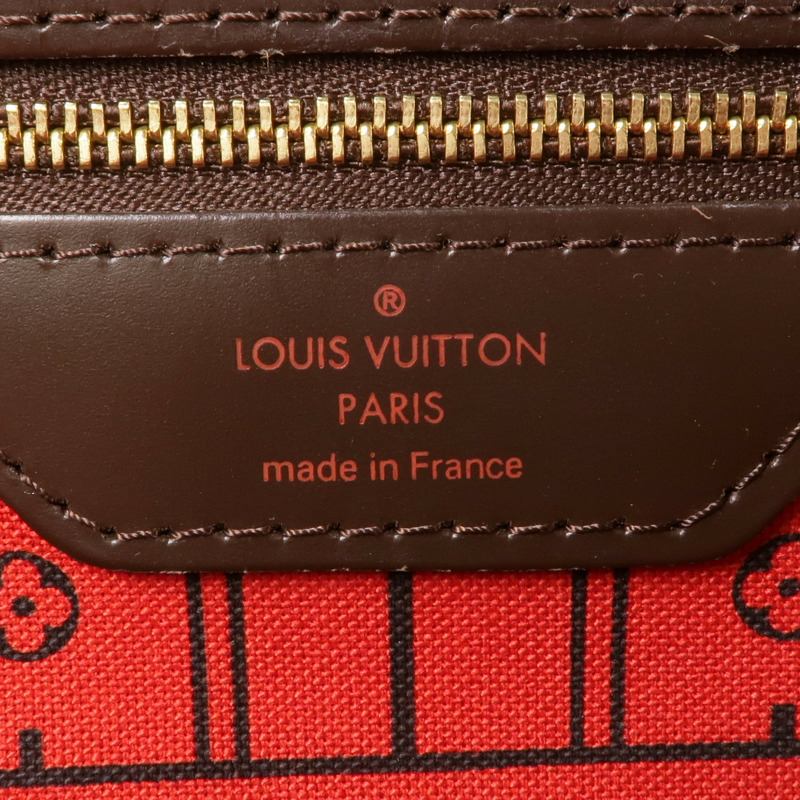 LOUIS VUITTON Damier Neverfull MM金扣肩背袋/手挽袋-12