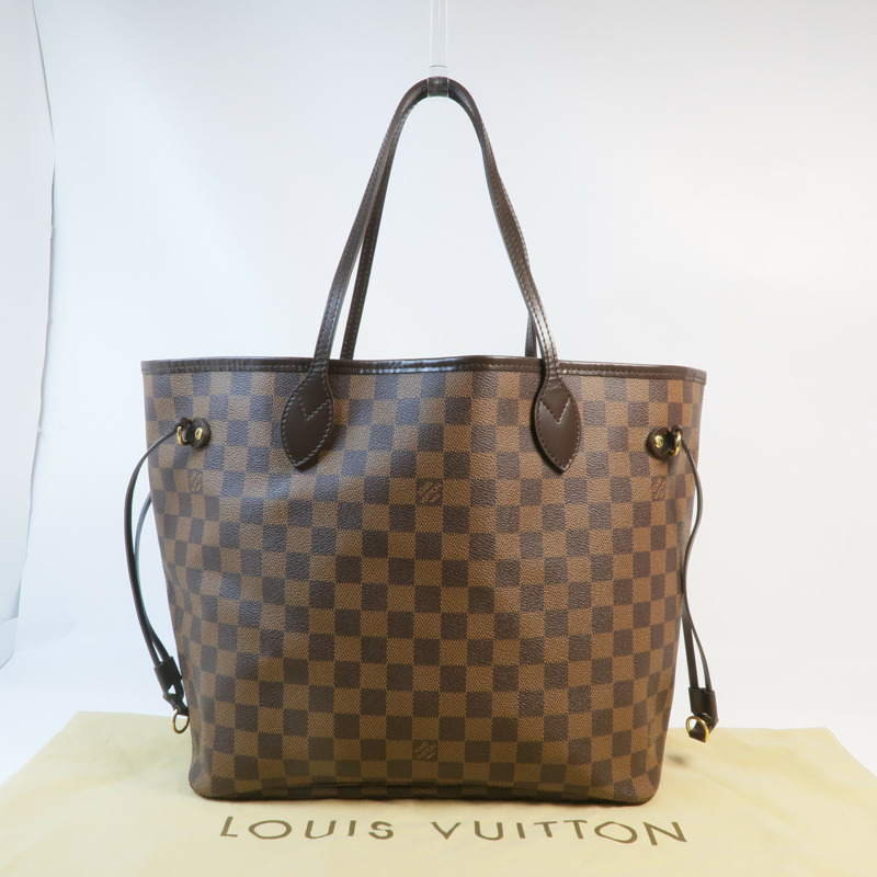 LOUIS VUITTON Damier Neverfull MM金扣肩背袋/手挽袋-16