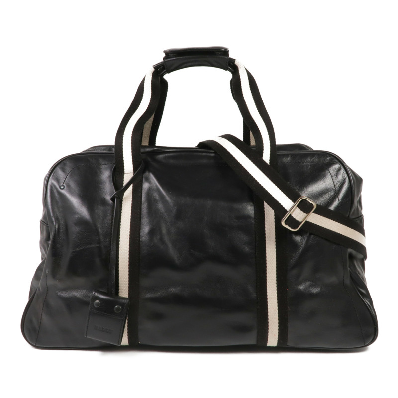 BALLY 皮革2 Way Boston Bag銀扣手挽肩背兩用袋-0