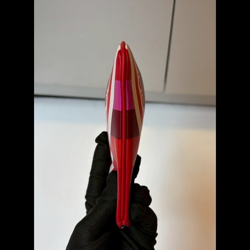 Hermes 雙馬彩虹之愛紅色系皮革小萬用包 Carre Pocket-3