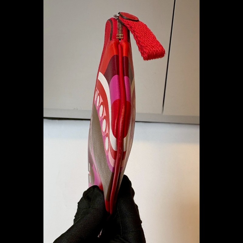 Hermes 雙馬彩虹之愛紅色系皮革小萬用包 Carre Pocket-7